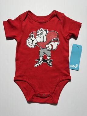 NWT Georgia Bulldogs Infant Bodysuit 12M Red Mascot Graphic One Piece UGA Baby